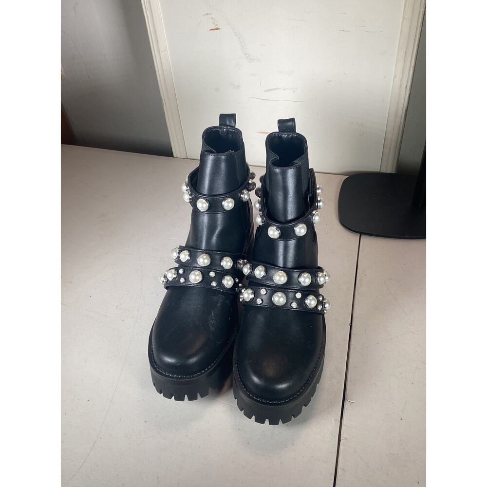 BP KORA 2 LUG Women's CHELSEA LUG PEARLY BEADED ANKLE BOOTS Size 7.5M